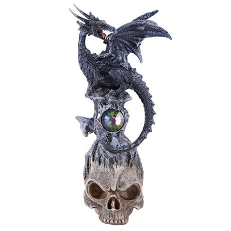10" Black Dragon on Skull Statue - Magick Magick.com
