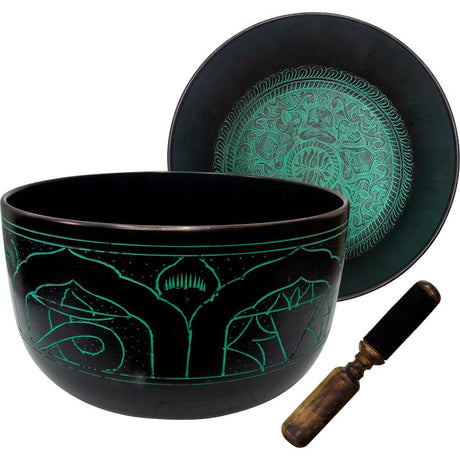 10" Embossed Singing Bowl Flat Sides - Five Dhyani Buddhas - Magick Magick.com