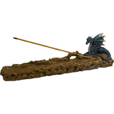 10" Polyresin Incense Holder - Dragon on Log - Magick Magick.com