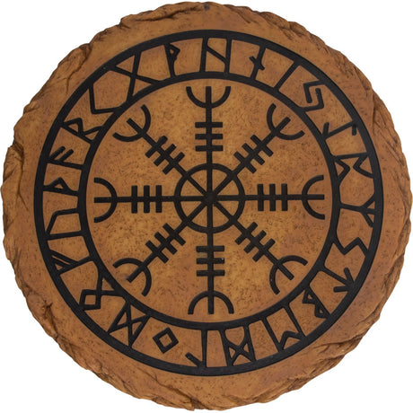 10" Polyresin Stepping Stone with Stand - Helm of Awe with Runes - Magick Magick.com