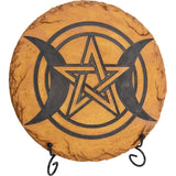 10" Polyresin Stepping Stone with Stand - Triple Moon with Pentacle - Magick Magick.com