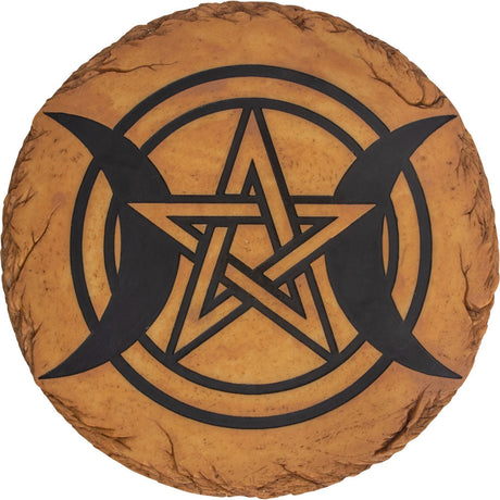 10" Polyresin Stepping Stone with Stand - Triple Moon with Pentacle - Magick Magick.com