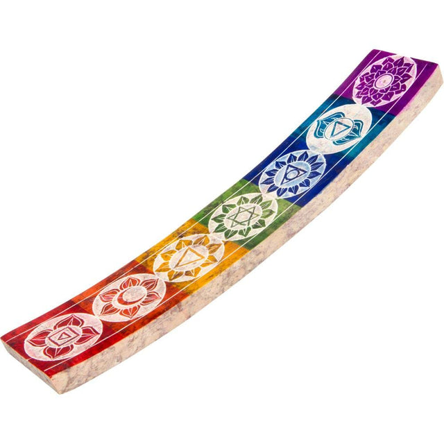 10" Soapstone Wide Incense Holder - Chakras - Natural - Magick Magick.com