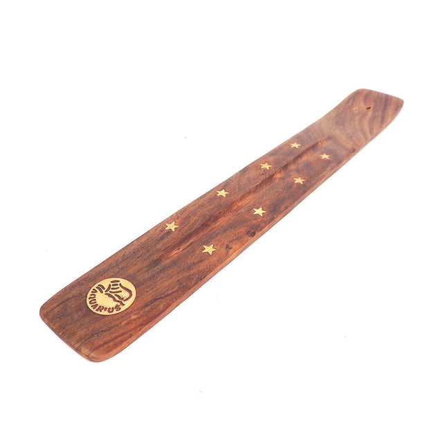 10" Wood Incense Holder - Astrology - Aquarius - Magick Magick.com