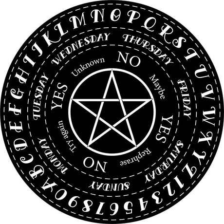 10" Wooden Pendulum Board - Pentacle - Black - Magick Magick.com