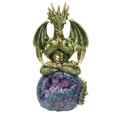 10.4" Green Dragon Meditation Dragon Statue - Magick Magick.com