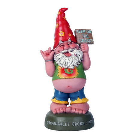 10.5" Gnome Statue - Keep on the Grass Hippie - Magick Magick.com