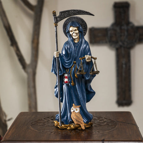 10.5" Santa Muerte Blue Statue - Magick Magick.com