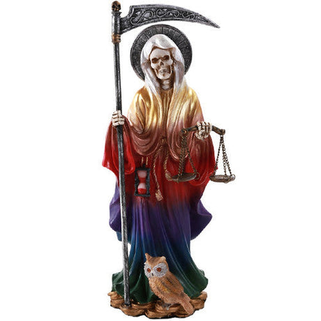 10.5" Santa Muerte Skeleton Statue - Rainbow - Magick Magick.com