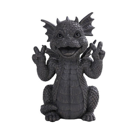 10.75" Garden Dragon Statue - Peace Sign - Magick Magick.com