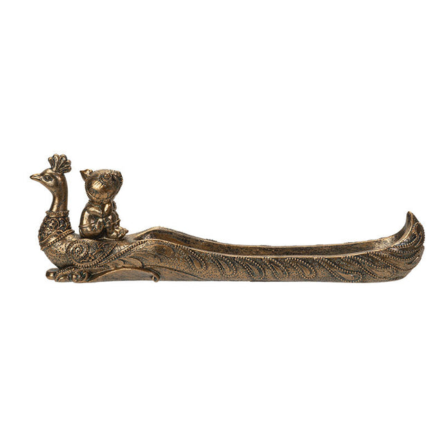 10.9" Ganesha on Peacock Stick Incense Burner - Magick Magick.com