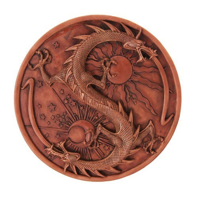 11" Double Dragon Alchemy Wall Plaque Statue - Magick Magick.com