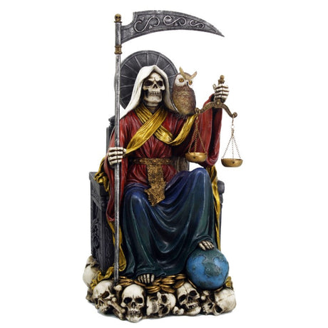 11.25" Santa Muerte Skeleton Statue - Sitting - Magick Magick.com
