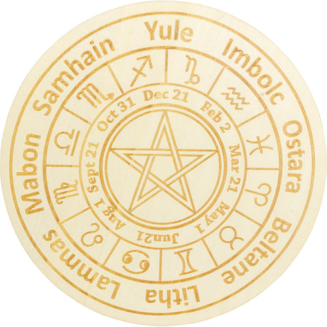 12" Wood Crystal Grid - Pagan Calendar - Magick Magick.com