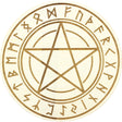 12" Wood Crystal Grid - Runes with Pentacle - Magick Magick.com