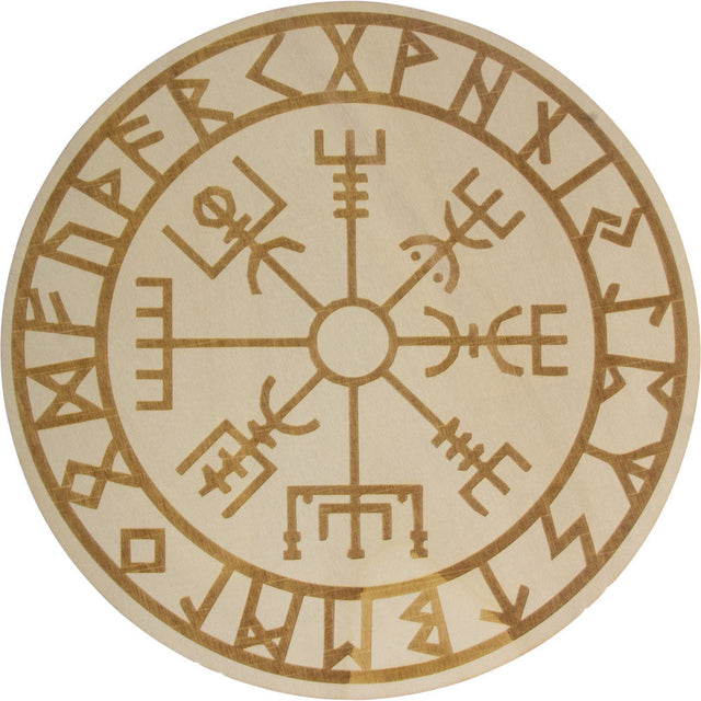 12" Wood Crystal Grid - Vegvisir with Runes - Magick Magick.com