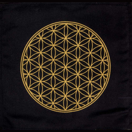 12" x 12" Printed Cotton Crystal Grid - Flower of Life - Magick Magick.com