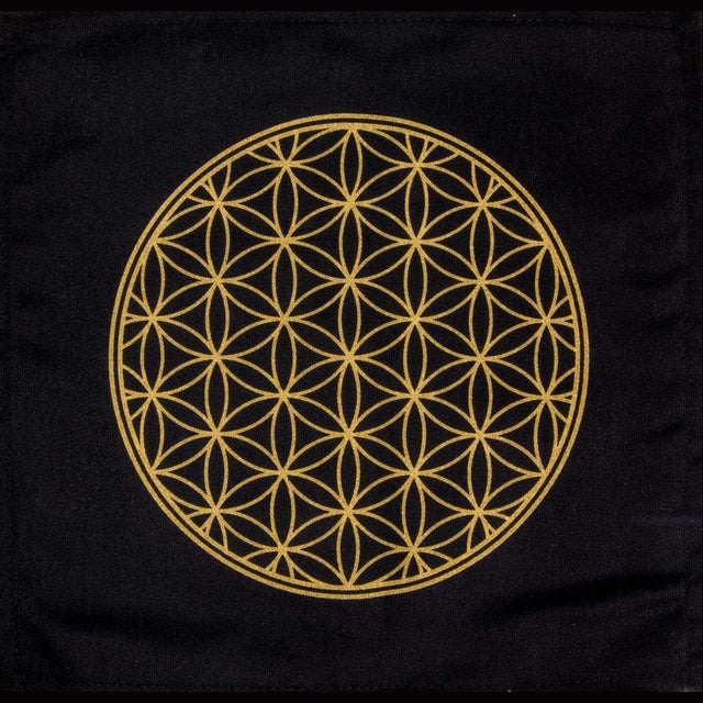 12" x 12" Printed Cotton Crystal Grid - Flower of Life - Magick Magick.com