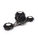 12.6" Black Rose Triple Tealight Candle Holder - Magick Magick.com