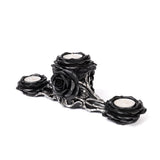 12.6" Black Rose Triple Tealight Candle Holder - Magick Magick.com