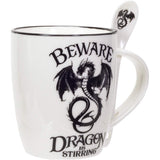 13 oz Ceramic Mug and Spoon Set - Beware Dragon Is Stirring - Magick Magick.com