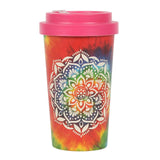 13.5 oz Bamboo Travel Mug with Sleeve - Tie Dye Mandala - Magick Magick.com