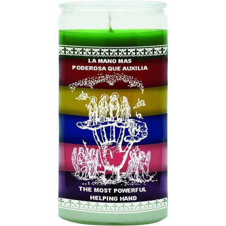 14 Day Glass Candle Helping Hand - 7 Colors - Magick Magick.com