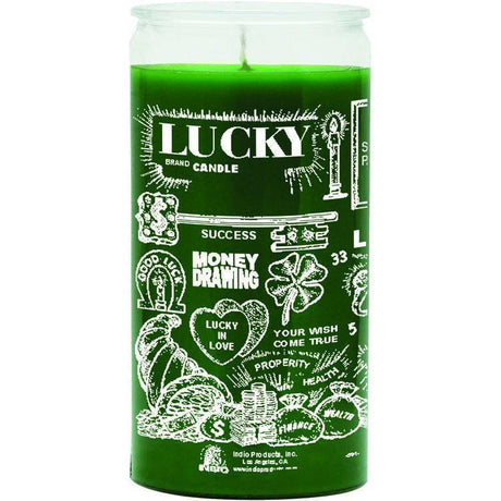 14 Day Glass Candle Money Drawing - Green - Magick Magick.com