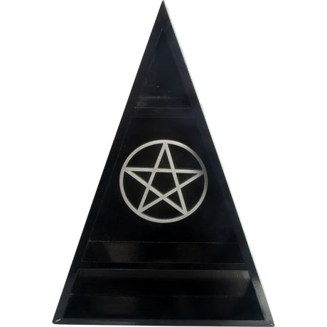 14.75" Wood Altar Shelf - Moon Phases with Pentacle - Magick Magick.com