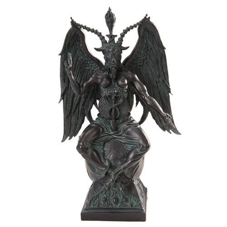 15" Baphomet On Pedestal in Faux Stone Statue - Magick Magick.com