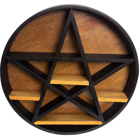15" Wood Altar Shelf Wall Hanging - Pentacle - Magick Magick.com
