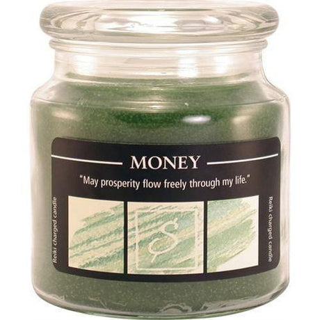 16 oz Reiki Charged Herbal Jar Candle - Money - Magick Magick.com