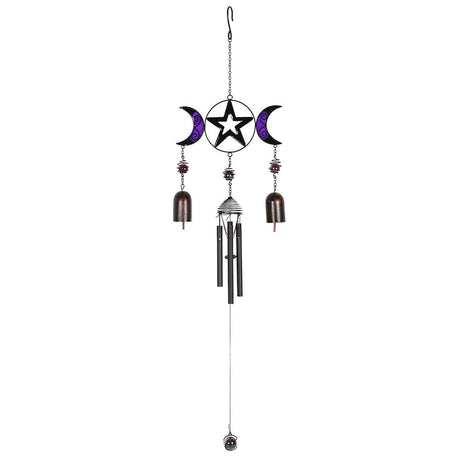 16.5" Triple Moon Wind Chime with Bells - Magick Magick.com