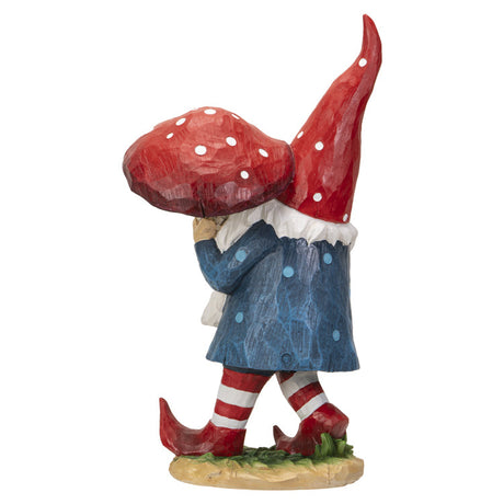 16.65" Gnome Statue - Walking with Mushroom - Magick Magick.com