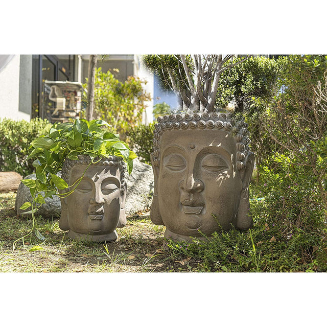 19.5" Zen Buddha Head Resin Planter Pot - Magick Magick.com