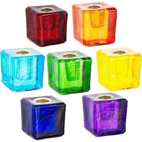 1.25" Mini Glass Candle Holder Cube - Assortment (Set of 7) - Magick Magick.com
