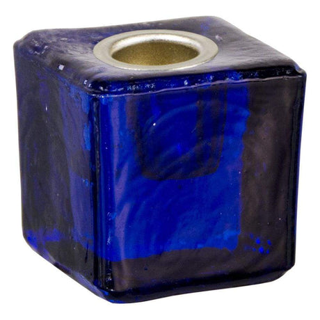 1.25" Mini Glass Candle Holder Cube - Cobalt - Magick Magick.com