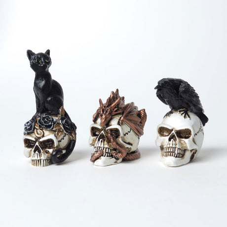 1.5" Miniature Skull Statue - Black Cat - Magick Magick.com