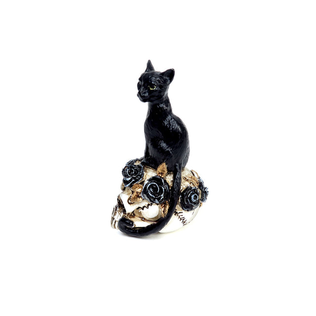 1.5" Miniature Skull Statue - Black Cat - Magick Magick.com