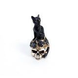 1.5" Miniature Skull Statue - Black Cat - Magick Magick.com