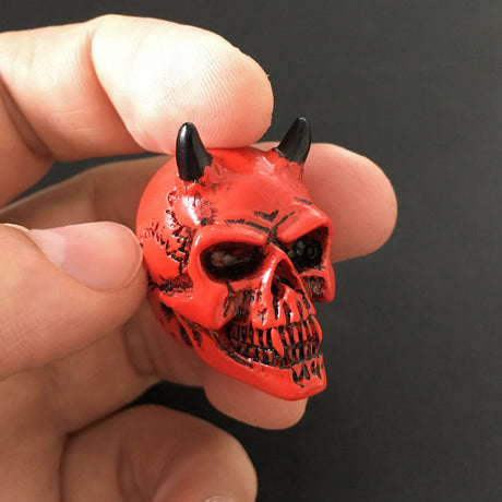 1.5" Miniature Skull Statue - Demon - Magick Magick.com