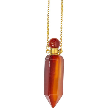 1.75" Gemstone Point Pendant Perfume Bottle Necklace - Carnelian - Magick Magick.com