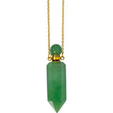 1.75" Gemstone Point Pendant Perfume Bottle Necklace - Green Aventurine - Magick Magick.com