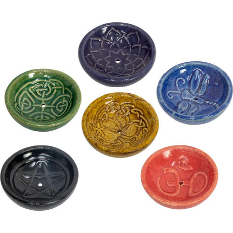 2" Ceramic Cone Incense Burner - Bowls Embossed (Set of 6) - Magick Magick.com