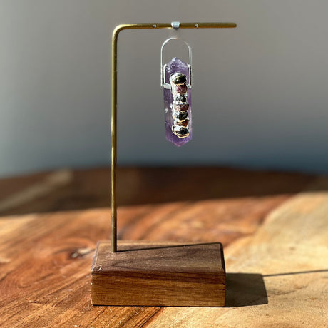 2" Double Terminated Pendant - Amethyst with Mix Tourmaline - Magick Magick.com