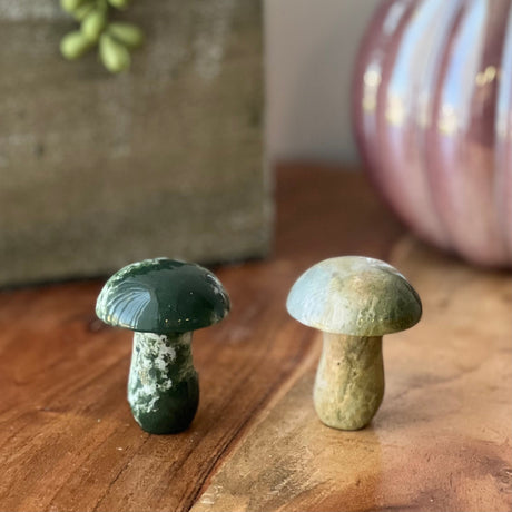 2" Mushroom Massager - Green Moss Agate - Magick Magick.com