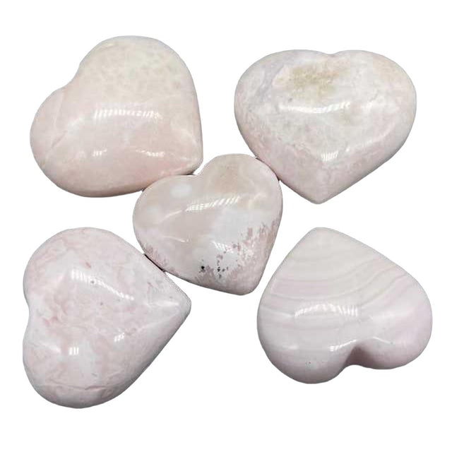 2" Puffed Gemstone Heart - Mangano Calcite - Magick Magick.com