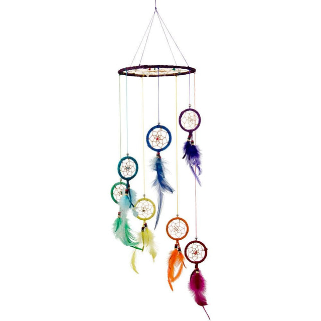 20" Dreamcatcher - Mobile Chakra with Feathers - Magick Magick.com