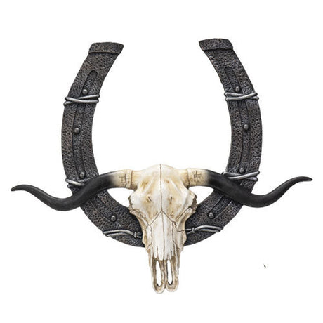 21.75" Western Horseshoe Cow Skull Plaque - Magick Magick.com
