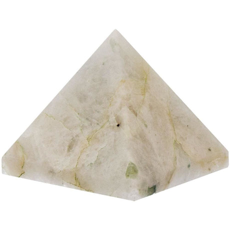 25-35 mm Gemstone Pyramid - Rainbow Moonstone with Black Tourmaline - Magick Magick.com